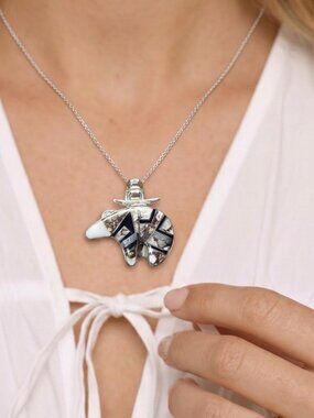 Sterling silver Native style inlay bear pendant